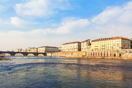 Po River riverside in Turin Italy
