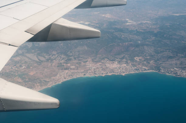 istock Aerial view from plane to the sea bay 1336711104