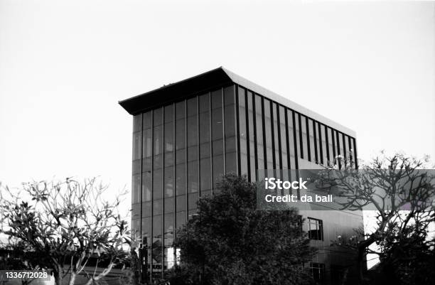 Black And White Of Office Building Stock Photo - Download Image Now - Futuristic, Indonesia, Abstract