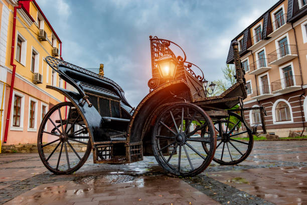 Old iron brougham in Kamenetz-Podolsk Ukraine