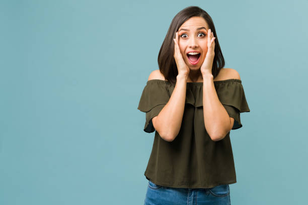 istock Surprised woman feeling amazing 1336712891