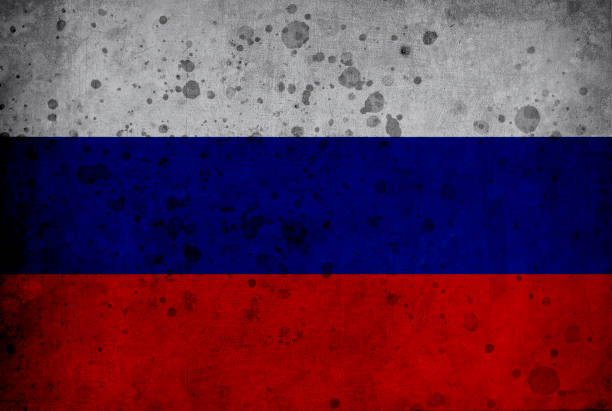 rosyjska flaga z efektem rustykalnym - flag russian flag russia dirty stock illustrations