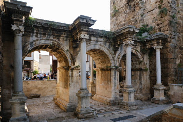 Hadrian's Gate at Antalya City of Turkey stock photo