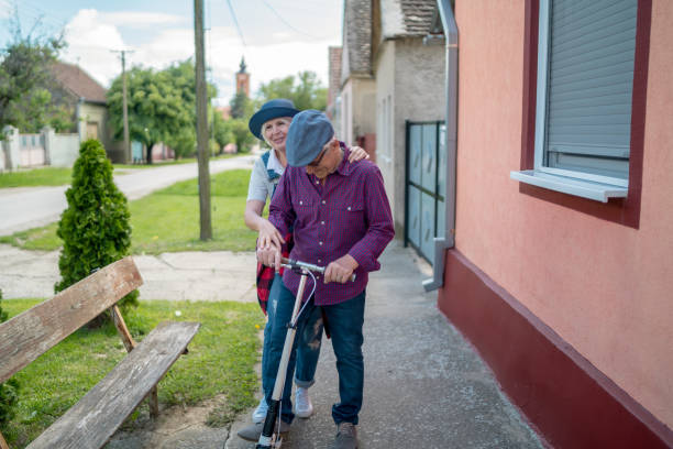 istock Senior couple with scooters 1336714301