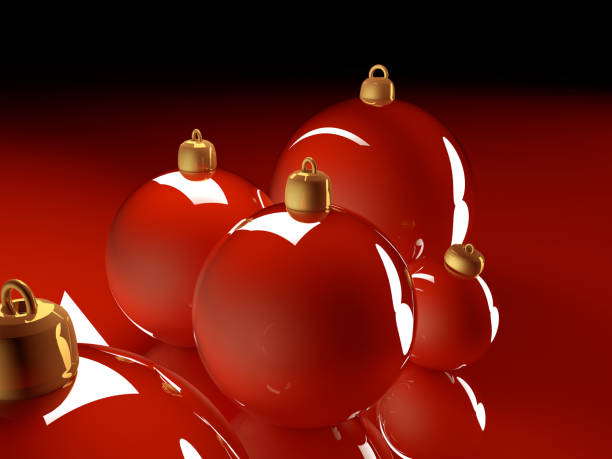 istock Christmas glossy baubles red balls 3d render 1336715204