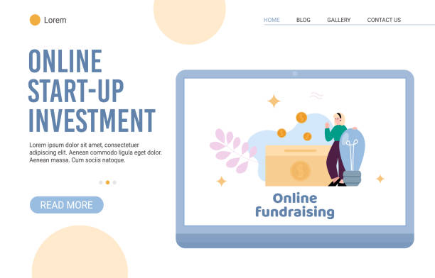 istock Online startup investments and business funding site, flat vector illustration. 1336716395