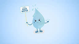 Animation Of Save Water Text On Placard Held By Water Droplet On Blue  Background Stock Video - Download Video Clip Now - iStock