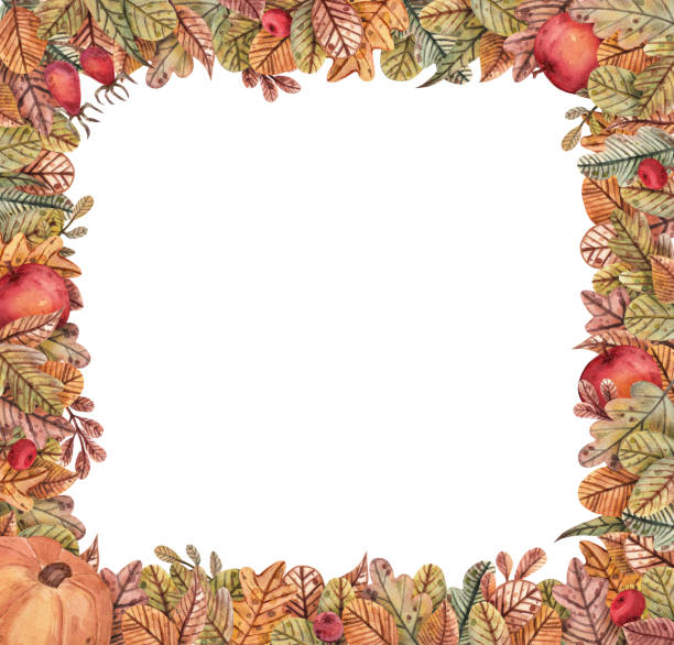 istock Square border of apples, pumpkins, oak leaves, mountain ash, berries and branches for the design of postcards, invitation 1336719533