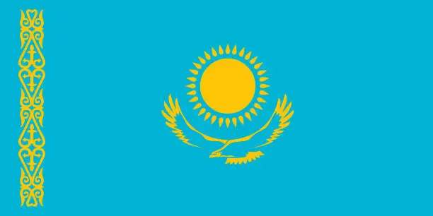 Vector illustration of Republic of Kazakhstan Asia Flag