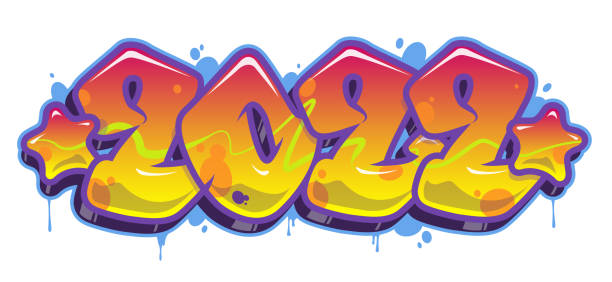 2022 Number In Graffiti Letters Style Vector Banner Isolatedcool