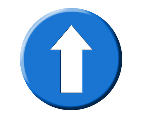 This is a 3D illustration of an upload arrow icon