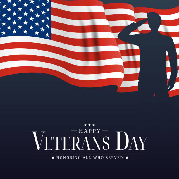 ilustrações de stock, clip art, desenhos animados e ícones de usa veterans day poster. vector illustration. eps10 - saluting