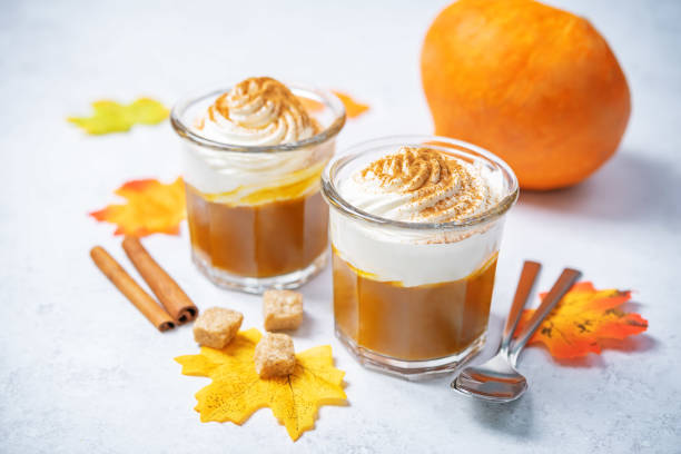 istock Pumpkin spiced Latte Coffee with whipped cream in a glass 1336729703