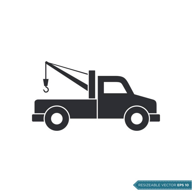 ilustrações, clipart, desenhos animados e ícones de tow truck icon vector template flat design - tow truck car computer icon auto accidents