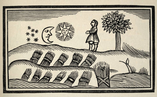 ilustrações de stock, clip art, desenhos animados e ícones de joseph's first dream, vintage 18th century woodcut illustration - joseph