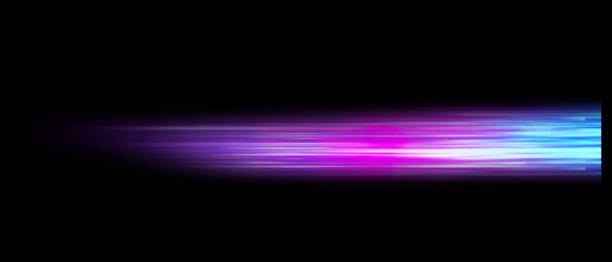 istock Blue fantastic camera movement. Abstract graphical motion blur background. Horizontal lines and strips 3D illustration 1336734569