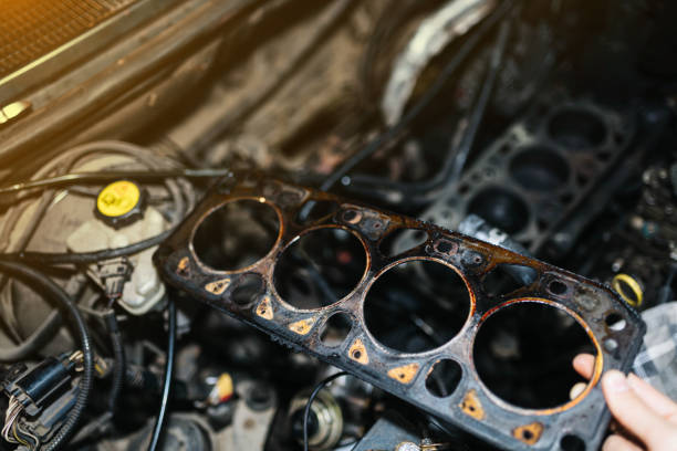 engine gasket, replacement of the cylinder block and head gasket. stock photo