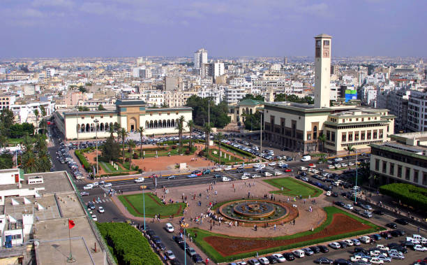 boulevard mohammed v a casablanca in marocco - casablanca foto e immagini stock