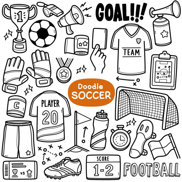 футбольная дудл иллюстрация - indonesia football stock illustrations
