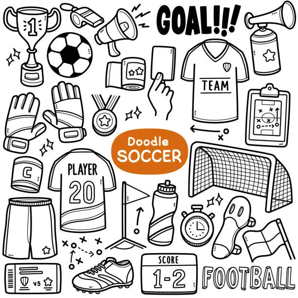 Vector illustration of Soccer Doodle Illustration