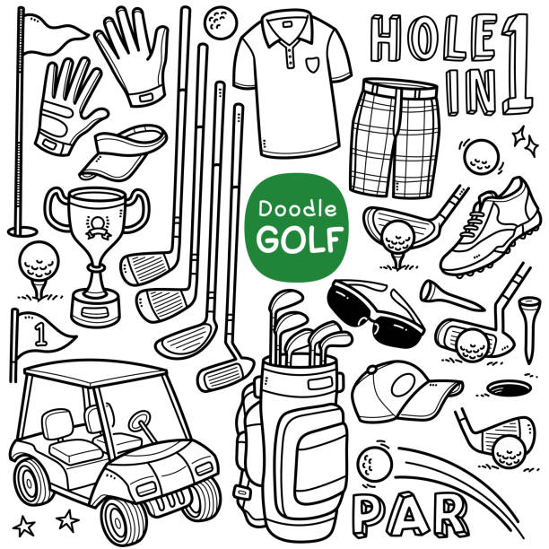 ilustrații de stoc cu golf doodle ilustrație - pantaloni scurţi