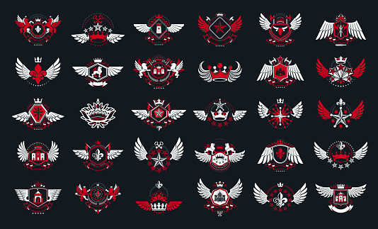 First Emblems Classic Style Emblems Big Set Ancient Heraldic Symbols Awards And ...