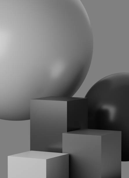 istock Beautiful, elegant showcase pedestal. Grey abstract 3D render podium background. 1336764732