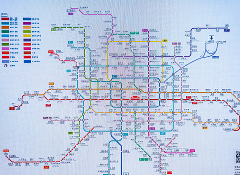 2021.7.3, Beijing, CHINA. LED Screen Beijign Subway Map