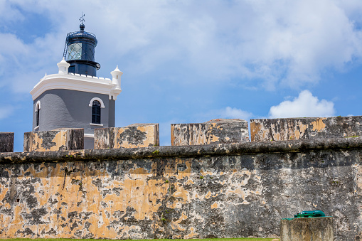 Puerto Rico - August 20, 2009 :  View of lighthouse at El Morro Fortress in Old San Juan