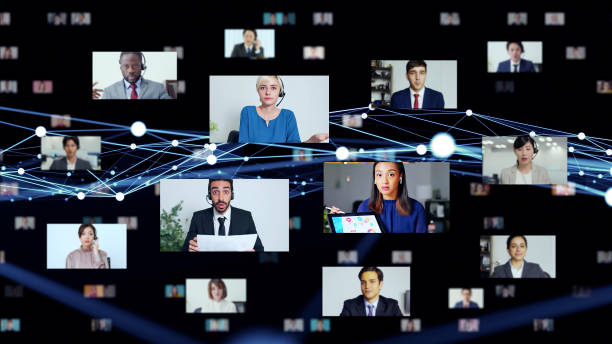 Video conference concept. Telemeeting. Web meeting. Webinar.