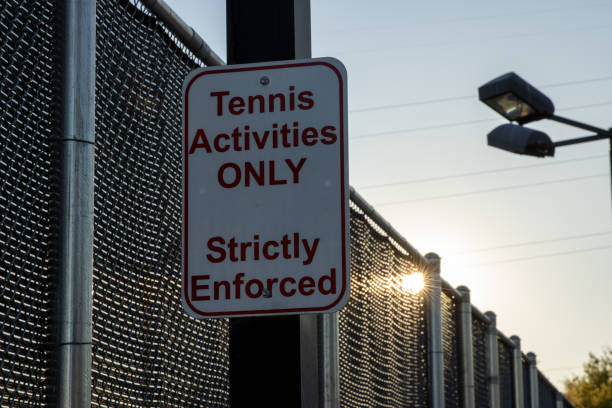 istock Tennis Activities Only Strictly Enforced Sign 1336795255