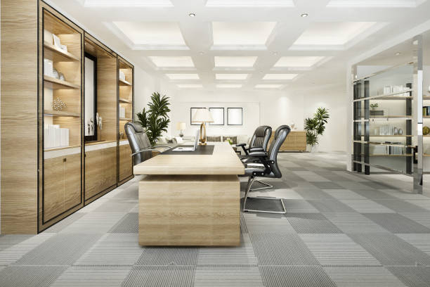 istock 3d rendering luxury business meeting and working room in executive office 1336797273