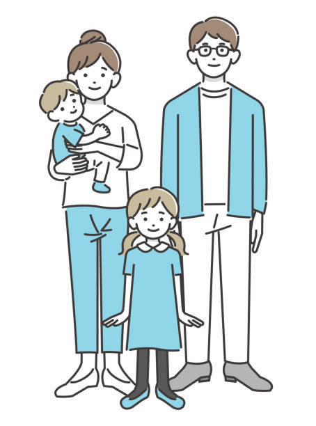 Young Family Vector Illustration Material Simple Baby Couple Child Stock  Illustration - Download Image Now - iStock