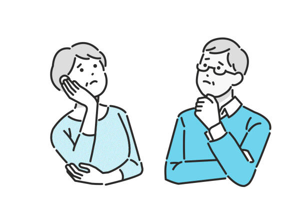 illustration material / vector for seniors who have worries and anxieties - 皺眉頭 插圖 幅插畫檔、美工圖案、卡通及圖標