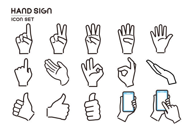 ilustrações, clipart, desenhos animados e ícones de resumo de ilustração de sinal à mão escrito à mão - língua de sinais