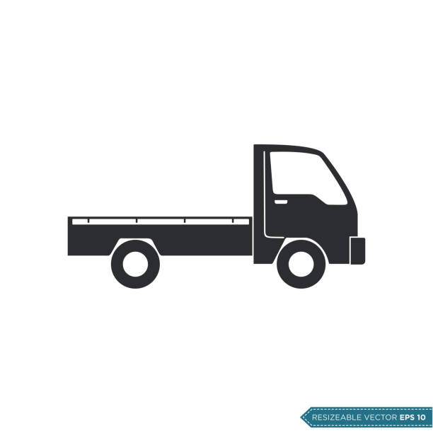 ilustrações, clipart, desenhos animados e ícones de design plano do modelo de vetor do ícone do ícone da picape - truck semi truck pick up truck car transporter