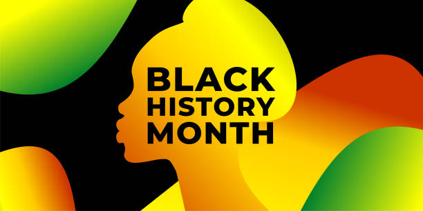 istock Black history month. Vector web banner, poster, card for social media, networks. African-American woman and the text of black history month on a colored background with a gradient. 1336803475