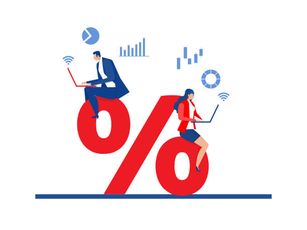 istock Business people research market and discount percent vector illustrator. 1336804280