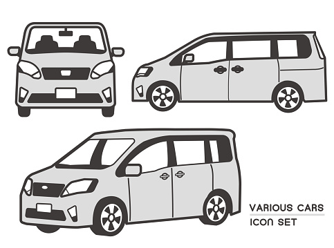 Automobile vector illustration material / minivan / one box / private car