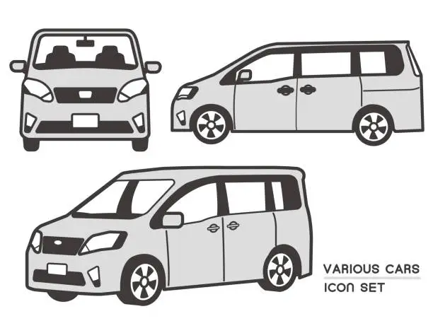 Vector illustration of Automobile vector illustration material / minivan / one box / private car