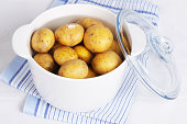 boiled potatos in a pot