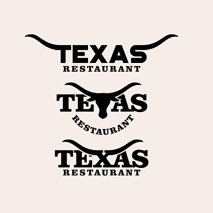 set collection texas restaurant letter  with longhorn symbol icon design
