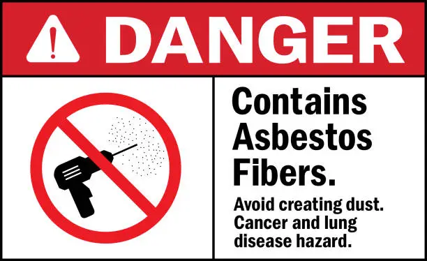 Vector illustration of Contains asbestos Fibers cancer disease hazard danger sign.