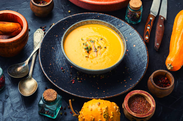 istock Autumn pumpkin soup 1336816094