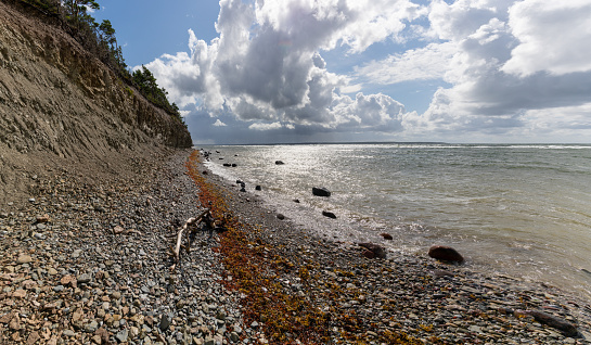 view of the Baltic Sea and coast at the Panga Cliffs on Saaremaa Island in northern Estonia