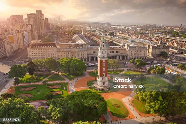 Torre Monumental At Plaza Air Force In Buenos Aires Stock Photo - Download Image Now