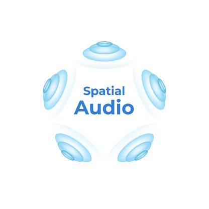 istock Spatial audio symbol. Spatial audio with dynamic head tracking brings the movie theater experience. 1336823708