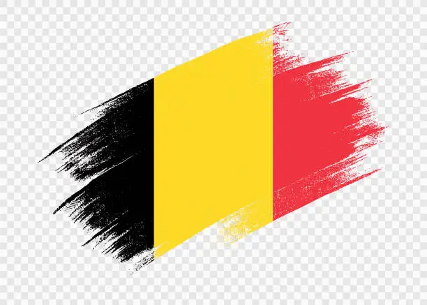 Vector illustration of Belgium  flag with brush paint textured isolated  on white or transparent background,Symbol of Belgium,template for banner,promote, design,vector,top gold medal winner sport country
