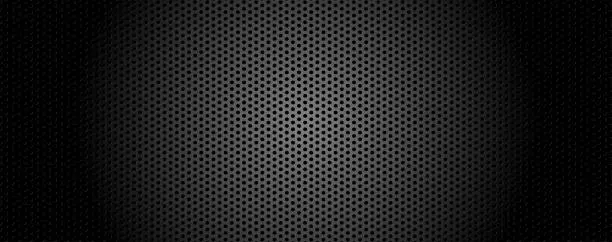 Vector illustration of Black metal with lighting, texture steel abstract and background. Perforated sheet metal, engineering material concept