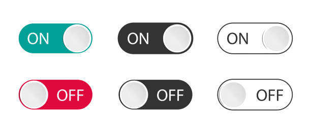 On And Off Toggle Switch Buttons - Vector Illustrations Set Isolated On White Background On And Off Toggle Switch Buttons - Vector Illustrations Set Isolated On White Background off stock illustrations